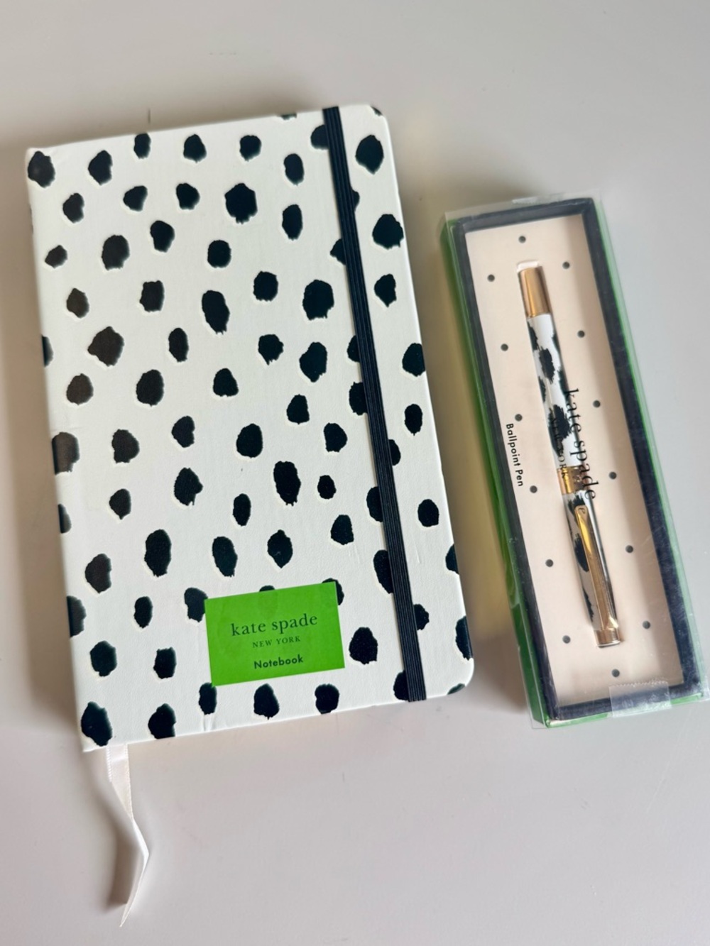 Kate Spade Lot of Large Flamingo Dot Notebook & Modern Ballpoint Pen Set NWT